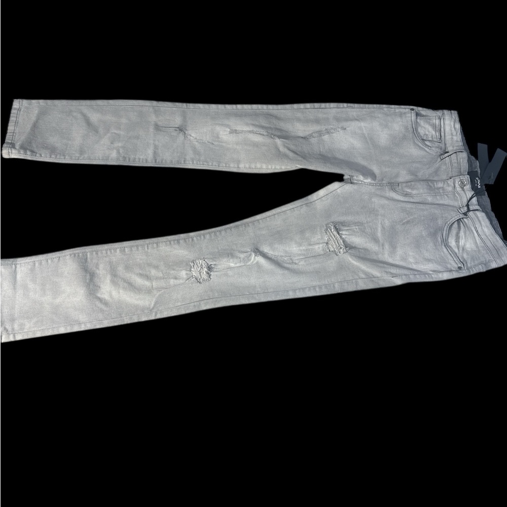 SAVAR‎ Ice Grey Slim Straight Jeans 34 NWT Premium Boutique Denim Originally 100